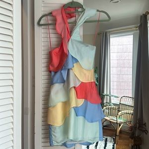 Casablanca silk halter neck multicolor dress size 0